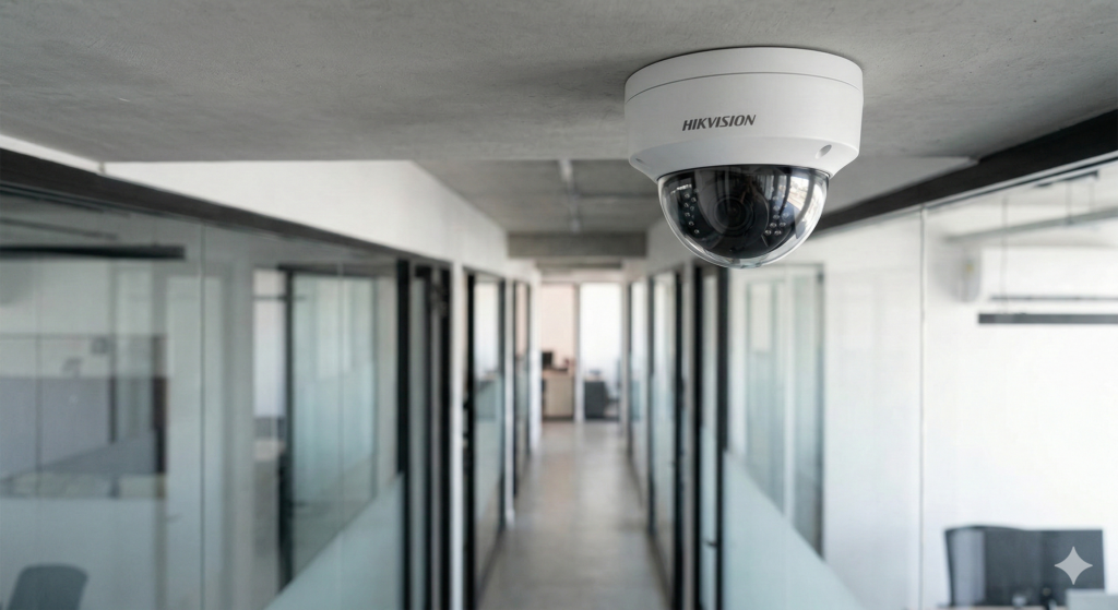 Cámara exterior HikVision instalada por Novatic Group en Quito